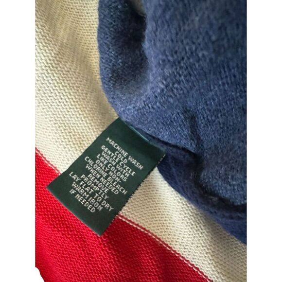 Lauren Ralph Lauren Women's Open Front Cardigan Sweater Sz M Patriotic Red Blue - Picture 6 of 9